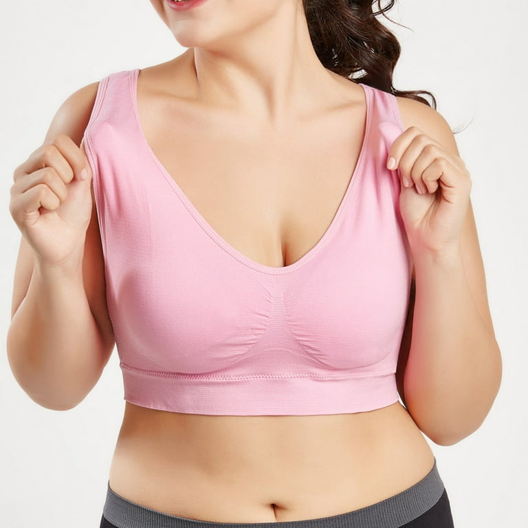 Hfyihgf Longline Padded Sports Bra V Neck Workout Tops for Women Plus Size  Tank Tops with Built in Bra Ribbed Yoga Bras Pink 3XL 