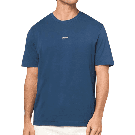 BOSS Men’s Small Chest Logo Regular Fit Cotton T-Shirt, Pacific Blue, XL