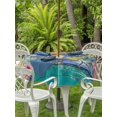 thumbnail image 3 of Outdoor Tablecloth with Umbrella Hole for Patio/Picnic/Party/Camping, Watercolor Flip Flops Waterproof Table Cloth Round Cover Washable, Summer Ocean Coral Starfish Floral Green (Dia 60"), 3 of 8