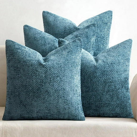 18x18 Inch Smoke Blue Pack of 4 Couch Throw Pillow Covers Cushion Covers for Boho Home Decor