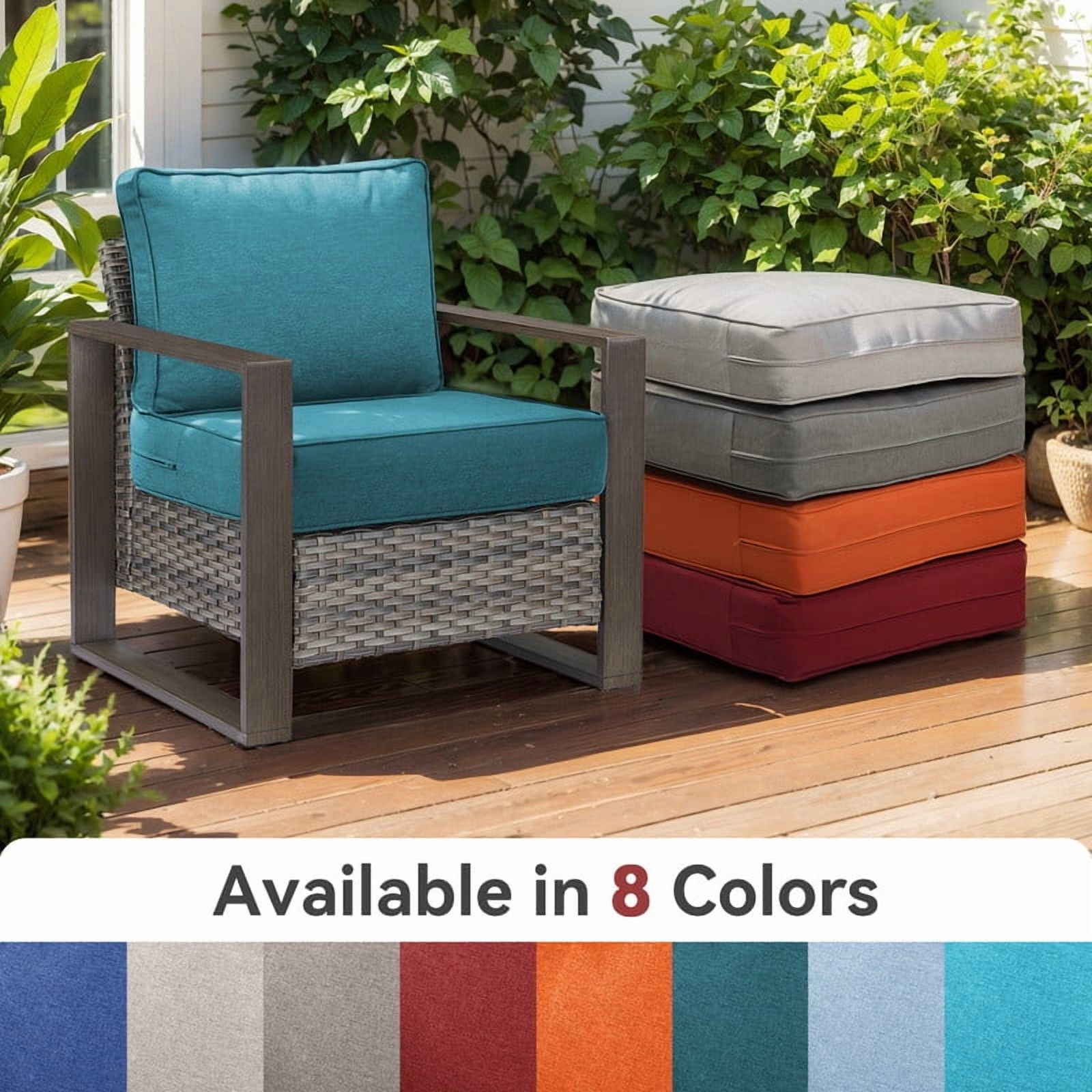 Gymojoy 24 in. x 24 in. x 6 in.Deep Seat Cushion Set, Olefin 2-Piece Deep Seating Outdoor Replacement Lounge Chair loveseat Sofa Cushion in Peacock Blue