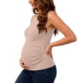 thumbnail image 2 of Fnooota Women's Maternity Tank Tops, Sleeveless Casual Knitting Cotton Crew Neck Pregnancy Summer Clothes Coffee Size M-2XL, 2 of 7
