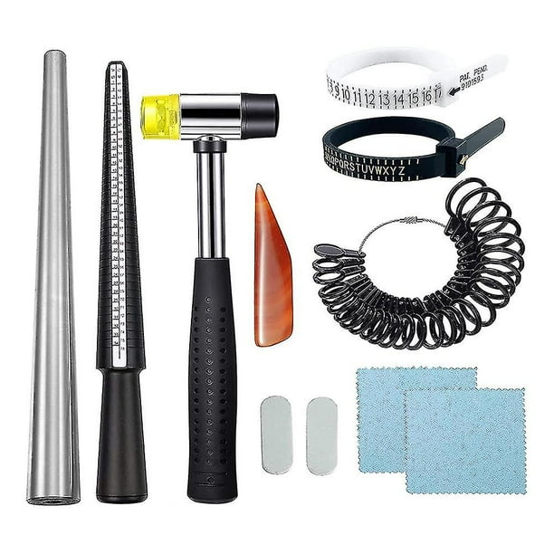 11pcs Ring Sizer Measuring Tool With Ring Mandrel Jewelers Hammer And Polishing Tools For Jewelry Walmart