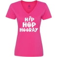 thumbnail image 3 of Inktastic Easter Hip Hop Hooray with Eggs and Carrot Women's V-Neck T-Shirt, 3 of 5