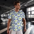 thumbnail image 3 of Wukai Daisy Striped Nautical Print Men's Short-Sleeved Mesh T-Shirt,Quick-Dry Short Sleeve Workout T-Shirt-4X-Large, 3 of 8