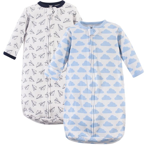 Hudson Baby unisex baby Cotton Long-Sleeve Sleeping Bag, Sack, Wearable Blanket, Paper Airplane, 0-3 Month US