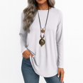 thumbnail image 5 of Womens Long Sleeve Shirt Crew Neck Casual Top Basic Blouse Fall Fashion Loose Fit Tunic Elegant Y2K Style Outfits White L, 5 of 5