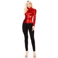 thumbnail image 5 of Sakkas Metallic Liquid Mock Neck Turtleneck Long Sleeve Top - Made in USA - Red - Small, 5 of 5
