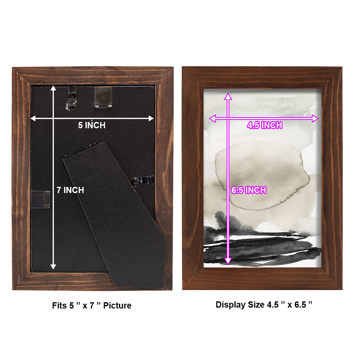 Ebony Horizon Triptych II - Framed Print w/glass - Chestnut