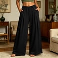 thumbnail image 4 of Qodauz Wide Leg Sweatpants Women Pleated Baggy Casual Pants Button Elastic Waisted Athletic Pant S-2XL, 4 of 7
