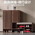 thumbnail image 3 of Armario para zapatos, puerta del hogar, taburete de entrada de madera maciza, puerta integrada, pasillo, luz de lujo con taburete con cerradura, 3 of 4