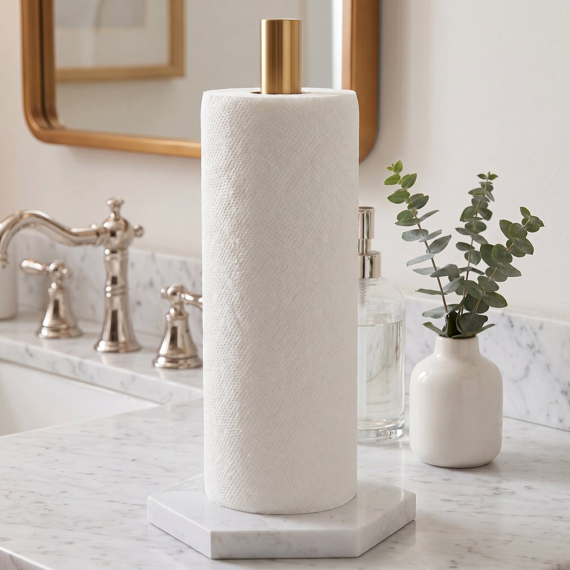 Unique Bargains Non Slip Base Paper Towel Holder Gold B 11.7x3.3inch