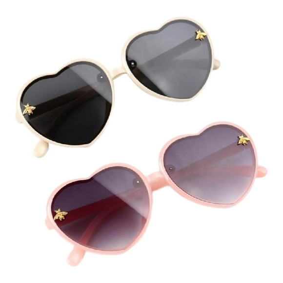 2 gafas de sol para niños con forma de corazón, modernas, con montura de , gafas de sol de fiesta para verano, actividades al aire libre, calle Marco rosa blanco