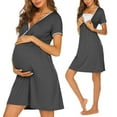 thumbnail image 2 of JLFKNG Maternity Dress For Women Maternity Short Sleeve Hight Waist Dress For Daily Wearing Or Baby Shower Convenient Pregnancy Sundress, 2 of 8