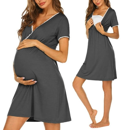 

NEGJ Women Maternity Short Sleeve Hight Waist Dress For Daily Wearing Or Baby Shower