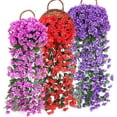 thumbnail image 2 of Zukuco 2PCS Artificial Hanging Violet Flowers, Fake Hanging Plants Violet Vines UV Resistant for Wall Home Room Garden Wedding Indoor Outdoor Spring Summer Decoration (Pink), 2 of 6