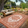 thumbnail image 2 of Hasoo 5' x 8' Red/White Outdoor Rug Plastic Straw Rug Floral Waterproof PP Tube Woven Picnic Mat for Patio Decor Porch Balcony Picnic Rug, 2 of 7