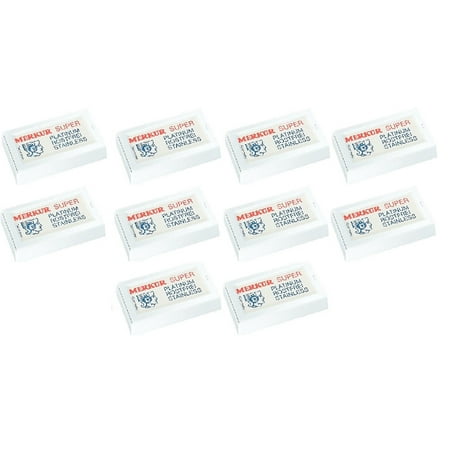 Merkur Double Edge Safety Razor Blades, 10 ct. (Pack of 10) + Schick Slim Twin ST for Sensitive
