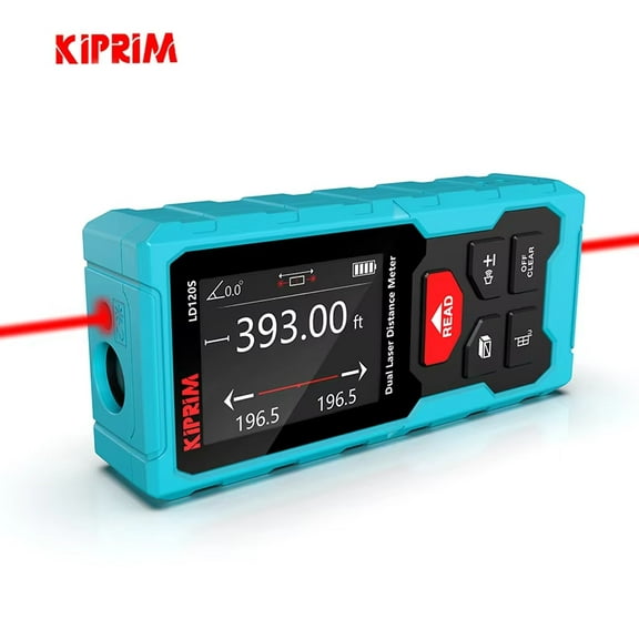 Kiprim Rechargeable Laser Distance Meter - 120m Range, Dual Laser, Angle & Area Measurement Tool