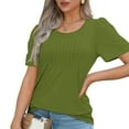 thumbnail image 5 of ZQGJB Summer Womens Tunic Tops for Leggings Casual Solid Color Short Sleeve Ruched Pleated T-Shirts Loose Fit Curvy Hem Blouse for Leggings Army Green XXL, 5 of 8