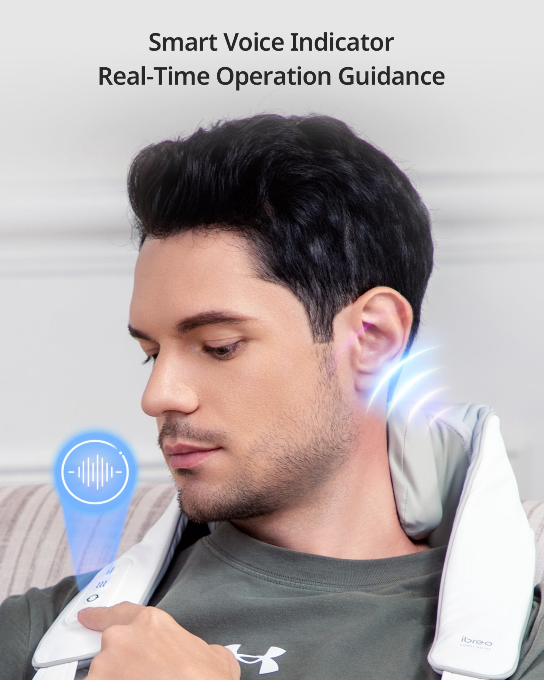 ibreo Cordless 6D Deep Tissue Kneading Neck & Shoulder Shiatsu Massager w/ Heat & Smart Memory, Gray