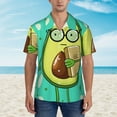 thumbnail image 2 of Pofeuu Avocado with Glasses Print Hawaiian Shirt for Men Sleeves Casual Button Down Summer Beach Dress Shirts T-Shirts,Medium, 2 of 7