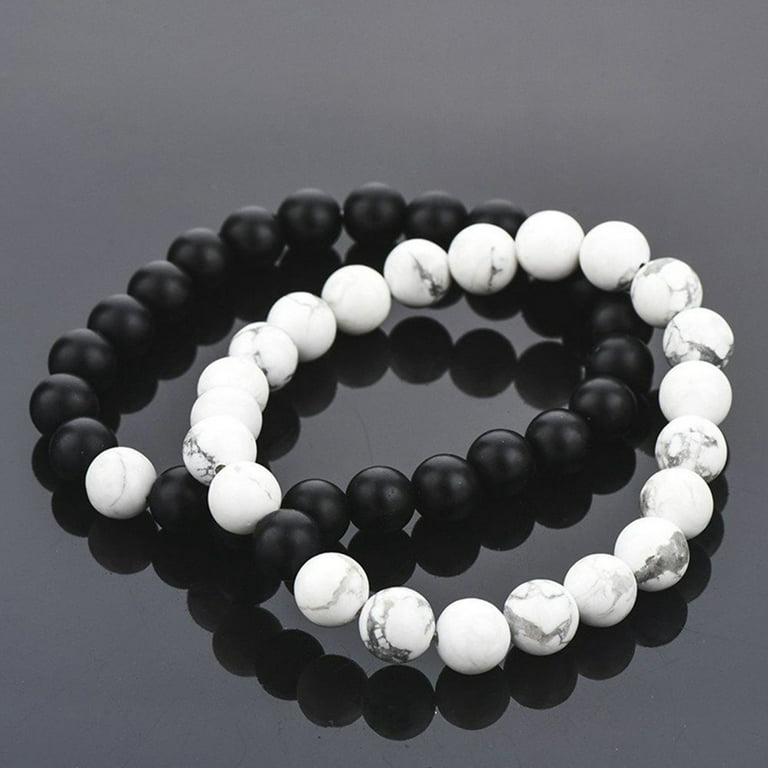 Black & White Distance Bracelets - For Couples