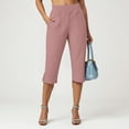 thumbnail image 4 of GEWSEY Dressy Capri Pants for Women Stretch High Waisted Crop Work Pants Summer Casual Capris Slacks Yoga Trousers Dress Pant (Pink, S), 4 of 9