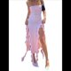thumbnail image 3 of Vestido de Fiesta Elegante de Verano para Mujer, Sin Tirantes, Tubo, Midi, Ajustado, con Volantes Irregulares y Borlas Rosa L, 3 of 8