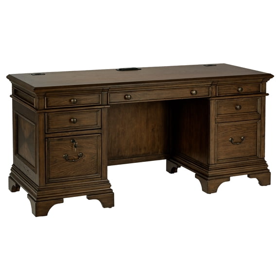 Hartshill 66-inch 5-drawer Credenza Office Desk Burnished Oak
