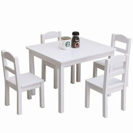 Akoyovwerve 5pcs Children Play Table Chair Set Pine Wooden Kids Table
