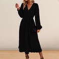 thumbnail image 4 of Vestido Vestido largo informal para mujer, vestido de verano de manga larga, traje de vacaciones (negro XL) Ygjytge Negro T XL para Mujer, 4 of 6