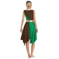 thumbnail image 4 of Doomiva Liturgical Dance Dresses for Women Color Block Praise Dance Dress Asymmetrical Worship Tunic Brown&Green S, 4 of 7
