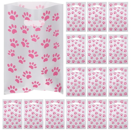 50Pcs Dog Paw Pattern Bags Handheld Gift Bag Party Favors Bag Holiday Goodies Pouches