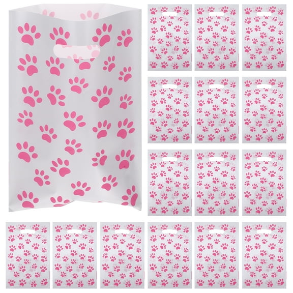 50Pcs Dog Paw Pattern Bags Handheld Gift Bag Party Favors Bag Holiday Goodies Pouches