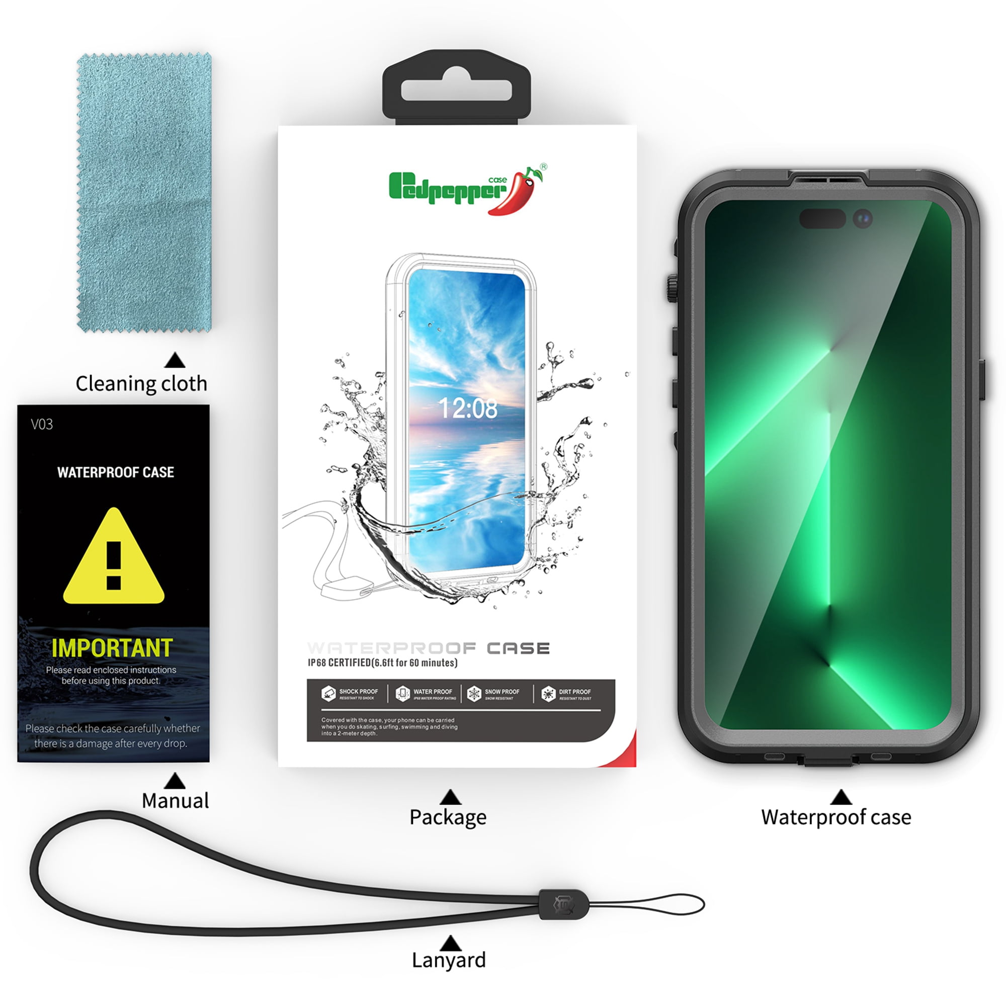 Dteck Compatible with MagSafe Accessory IP68 Waterproof Case for iPhone 16 Pro Max, Full Body Shockproof Rugged Case with Screen Protector for Apple iPhone 16 Pro Max 2024,Black