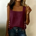 thumbnail image 5 of GERsome Women's Tank Tops Square Neck Sleeveless Side Button Hem Loose Fit Shirts for Summer Casual Vacation Wine Size M, 5 of 9
