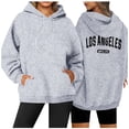thumbnail image 1 of Chandail à Capuche Décontracté pour Femmes, Imprimé Lettre, Manches Longues, Col Rond, avec Poche et Cordon de Serrage pour Sports en Plein Air, 1 of 6