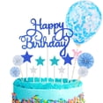 thumbnail image 1 of Adornos para tartas con forma de estrella, confeti, globo, para niñas, niños y mujeres, 12 unidades, 1 of 5