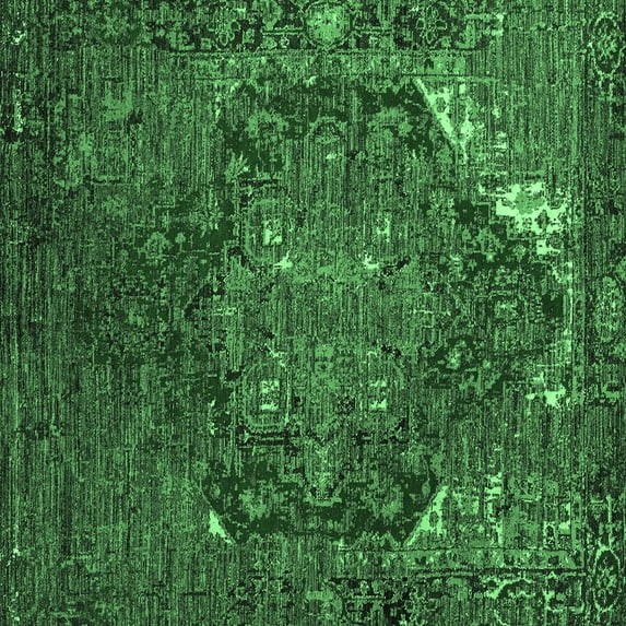 Ahgly Company Indoor Square Persian Emerald Green Traditional Area Rugs, 5' Square