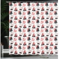 thumbnail image 4 of Ambesonne Winter Shower Curtain, Cats Preparing at Christmas, 69"Wx75"L, White and Coral, 4 of 5