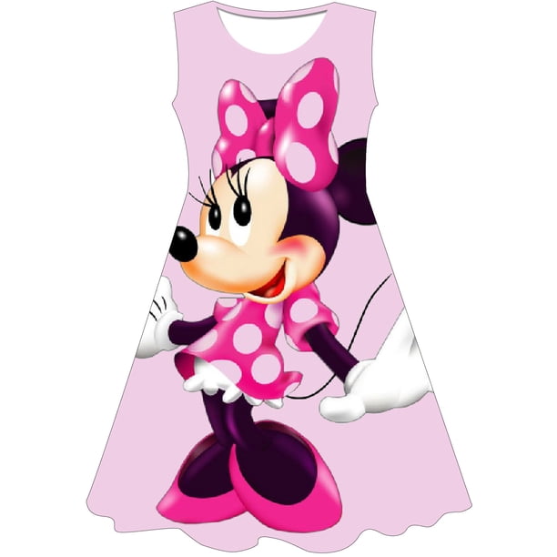 Falda con estampado 3D de Minnie y Mickey Mouse de Disney para niñas, vestido de Minnie y Mickey para niñas, vestido encantador para niñas de 1 a 10 años 8T Gao Jinjia LED