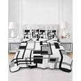thumbnail image 3 of Black Grey Geometric Full Size Down Alternative Comforter, Lightweight Comforter Quilt Bedding Set with Pillow Shams Modern Abstract Art White All Seasons Bed Comforter Duvet Insert 78"x90", 3 of 7