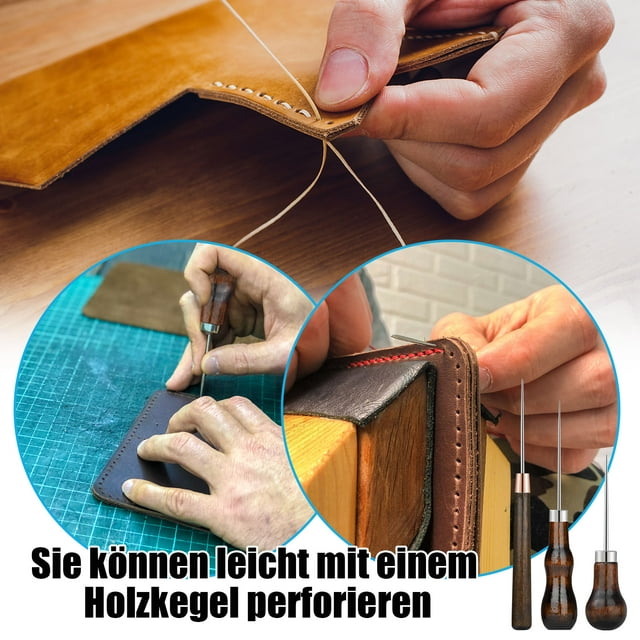 stanreset 3piece Leather Craft Sewing Awl Handmade Tool With Easy Carry Durable Stainless Steel Leather Craft 1Set
