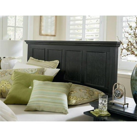 Pemberly Row Farmhouse Basics Queen Bed Headboard in Wood Rustic Black