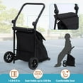 thumbnail image 2 of 2 in 1 Foldable Shopping Cart, Grocery Cart with Seat, 2 Wheels Grocery Cart with 123 L Large Capacity Waterproof Bag, Portable Trolley Dolly Utility Cart, Black, 132 LBS Load Capacity, 2 of 7