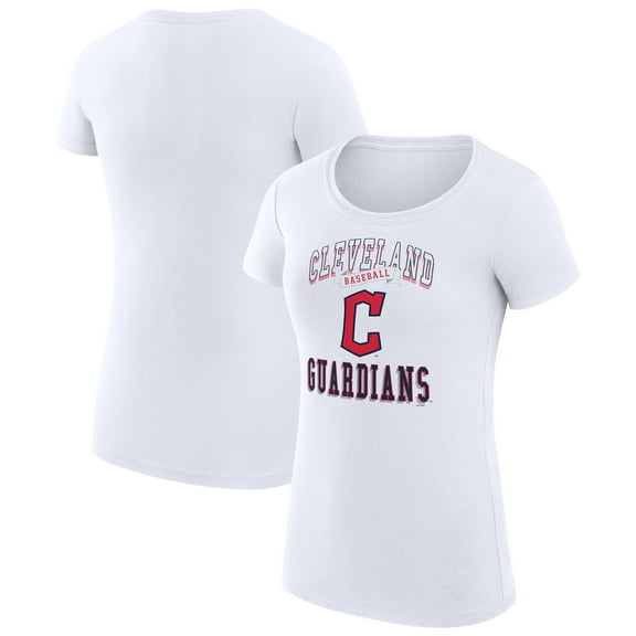 Women's G-III 4Her by Carl Banks White Cleveland Guardians Super-Slim Fit Lightweight Team Logo Graphic T-Shirt