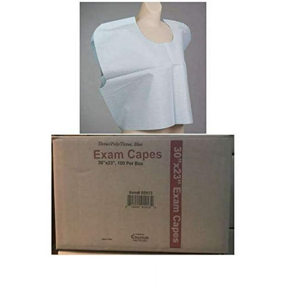 Clinical Health Services, Inc. Disposable Patient Capes, 3-Ply T/P/T, Blue, X-Ray, 30" x 23" - Qty of 100