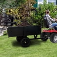 thumbnail image 2 of Dump Trailer Tow Behind Dump Cart, 750 lbs 15 Cu. Ft, Steel Construction Garden Utility Trailer with Removable Sides for ATV, UTV, Lawn Mowers and Tractors, Black, 2 of 10