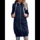 thumbnail image 3 of Sudadera con Capucha y Cremallera para Mujer, Chaqueta Informal de Larga para Otoño, Chaquetas Largas de Otoño con Bolsillos, Túnica Azul Marino XL, 3 of 9
